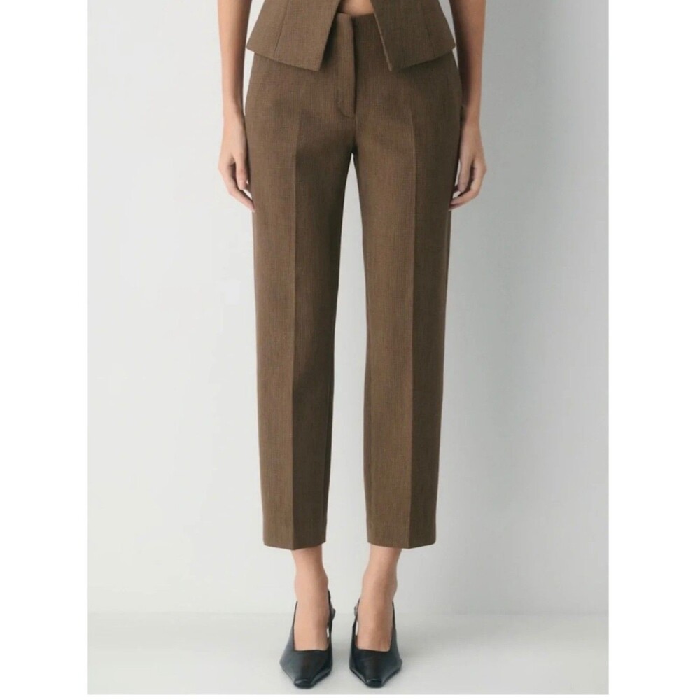 NWT ARITZIA The Markova Pant Mid Rise Straight ankle Leg Pants Kyle Check Size 6